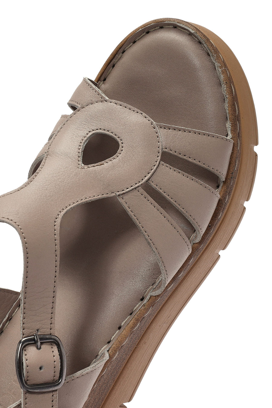 Women's Mink Ankle Strap Wedge Heel Leather Comfort Sandals