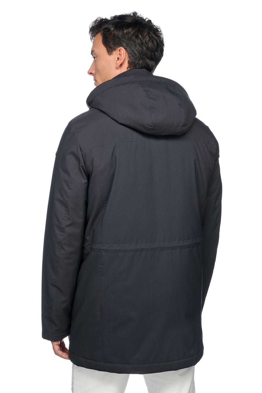 Geox Men's Navy Blue Andalo Long Leather Coat