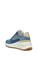Geox Women Blue D Spherica Ec13 A - Nap + Emb.Te Lace-Up Wedge Heel Sneaker | Derimod