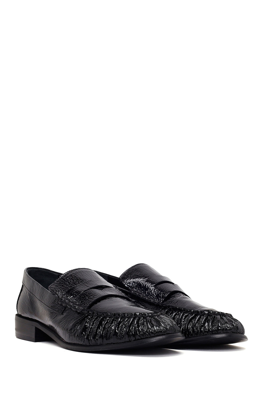 Kadın Siyah Deri Maskülen Loafer