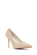 Women's Beige Heeled Leather Stiletto | Derimod