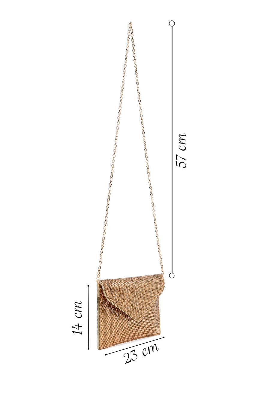Woman Gold Chain Strap Embellished Evening Bag