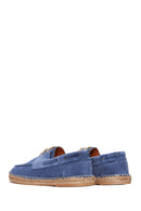 Men's Blue Suede Leather Espadrilles | Derimod