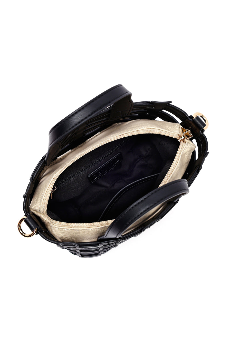Woman Black Long Strap Knitted Shoulder Bag