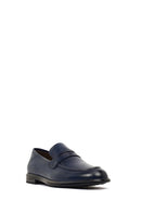 Erkek Lacivert Deri Casual Loafer | Derimod