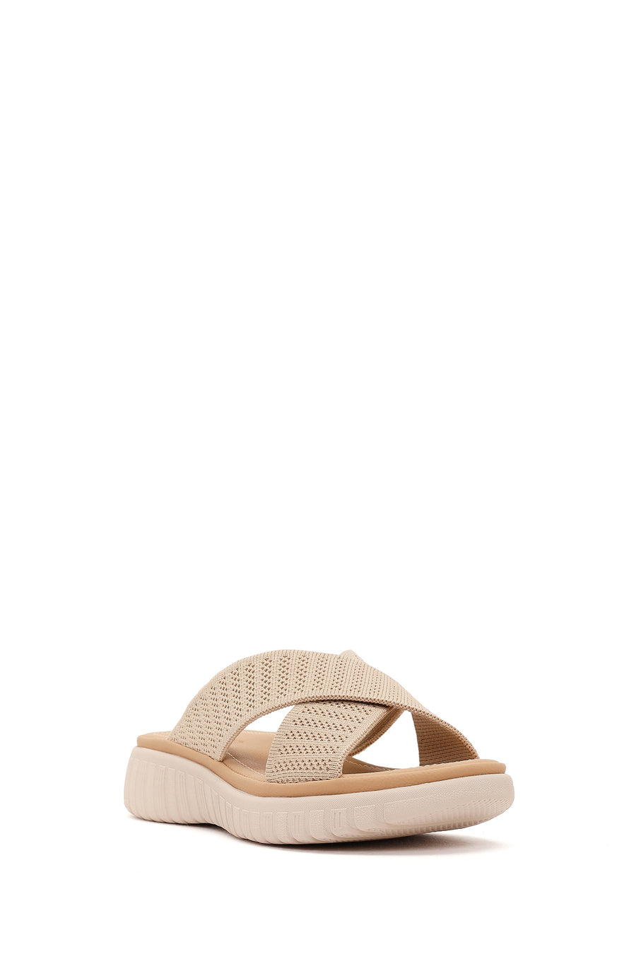 Women's Beige Thick-Soled Fabric Comfort Slippers