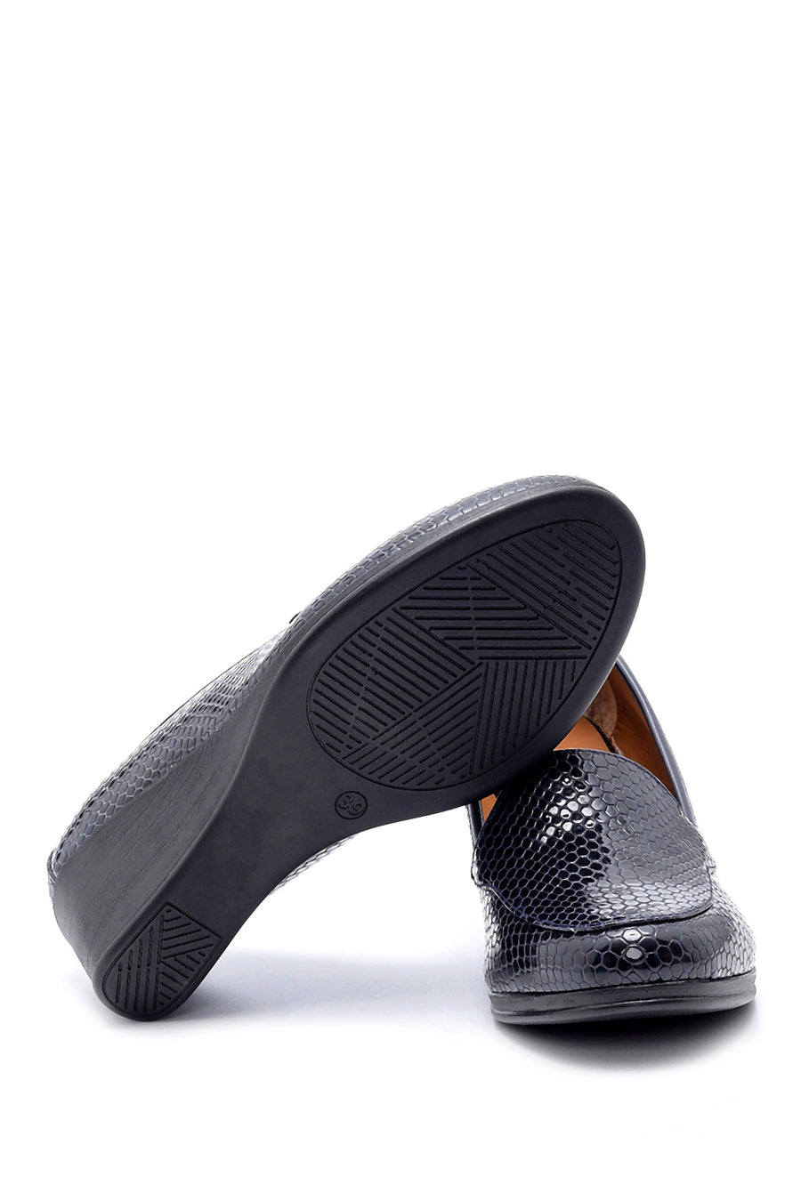 Women's Snakeskin Patterned Wedge Heeled Shoes