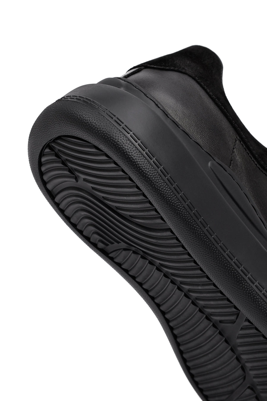Erkek Siyah Bağcıklı Kalın Tabanlı Deri Sneaker