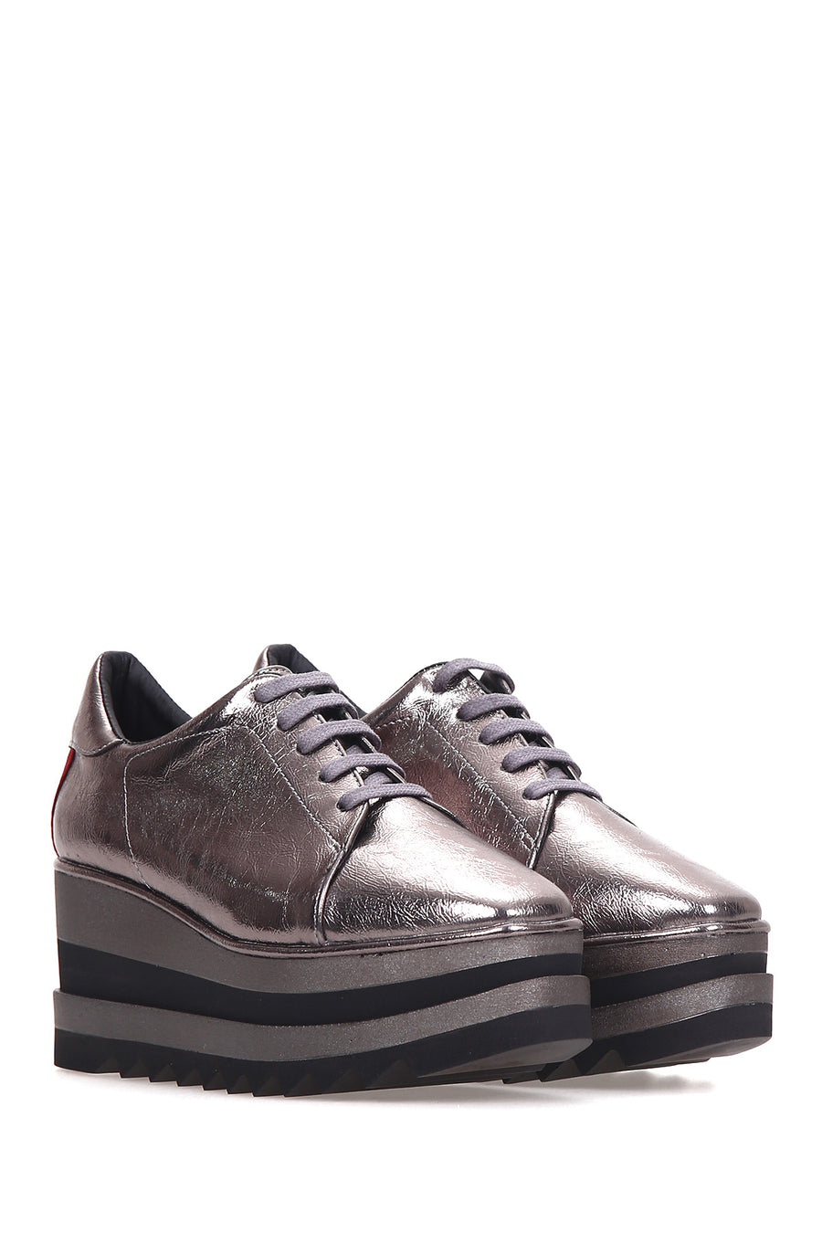 Women's Silver High-Sole Sneaker