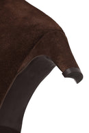 Woman Brown Zip Closure Chunky-Heeled Suede Leather Boots | Derimod