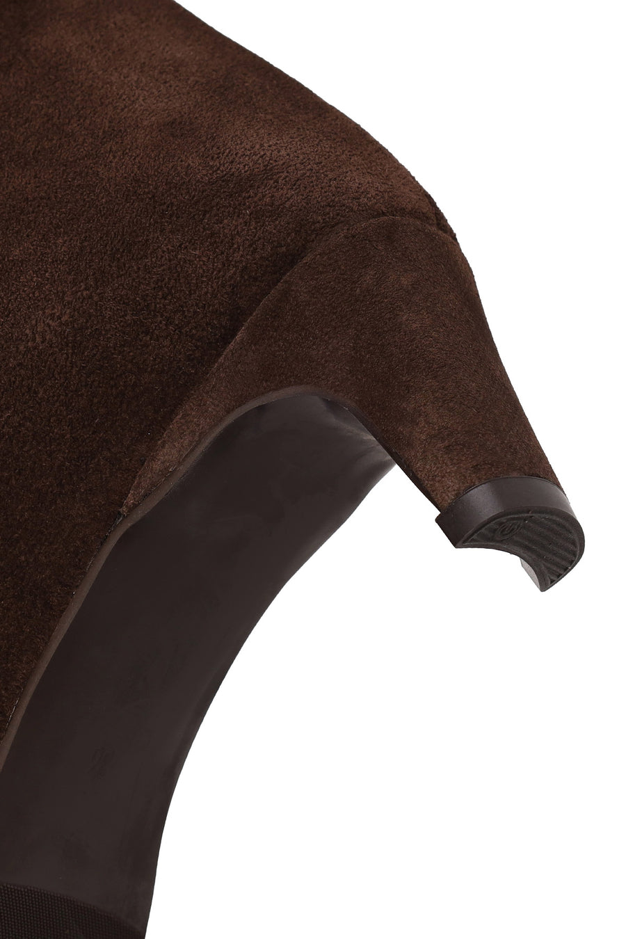 Woman Brown Zip Closure Chunky-Heeled Suede Leather Boots