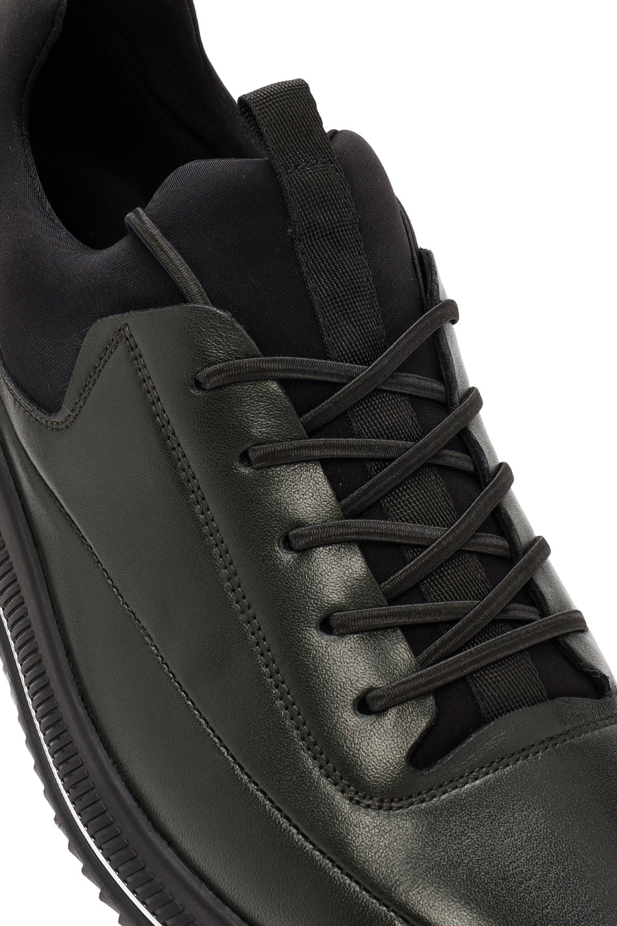 Erkek Yeşil Bağcıklı Deri Sneaker