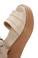 Women's Beige Leather Thick Sole Comfort Sandals | Derimod