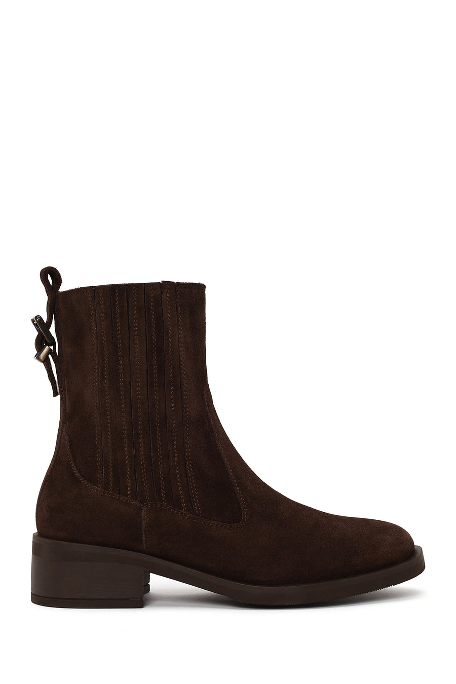 Woman Brown Buckled Suede Chelsea Boots WF180029DS | Derimod
