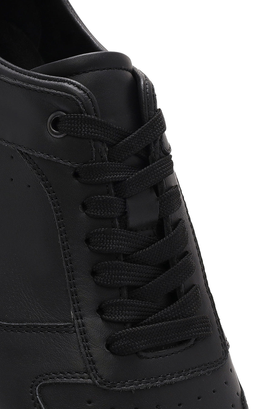 Erkek Siyah Bağcıklı Deri Sneaker