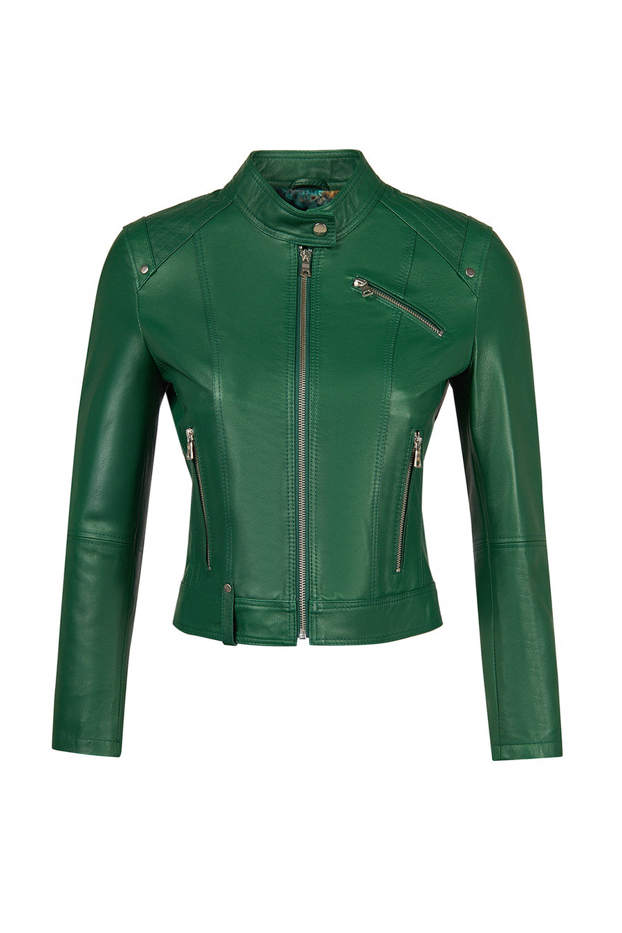 Sonia Woman Green Short Leather Jacket 25WGE5913FT | Derimod