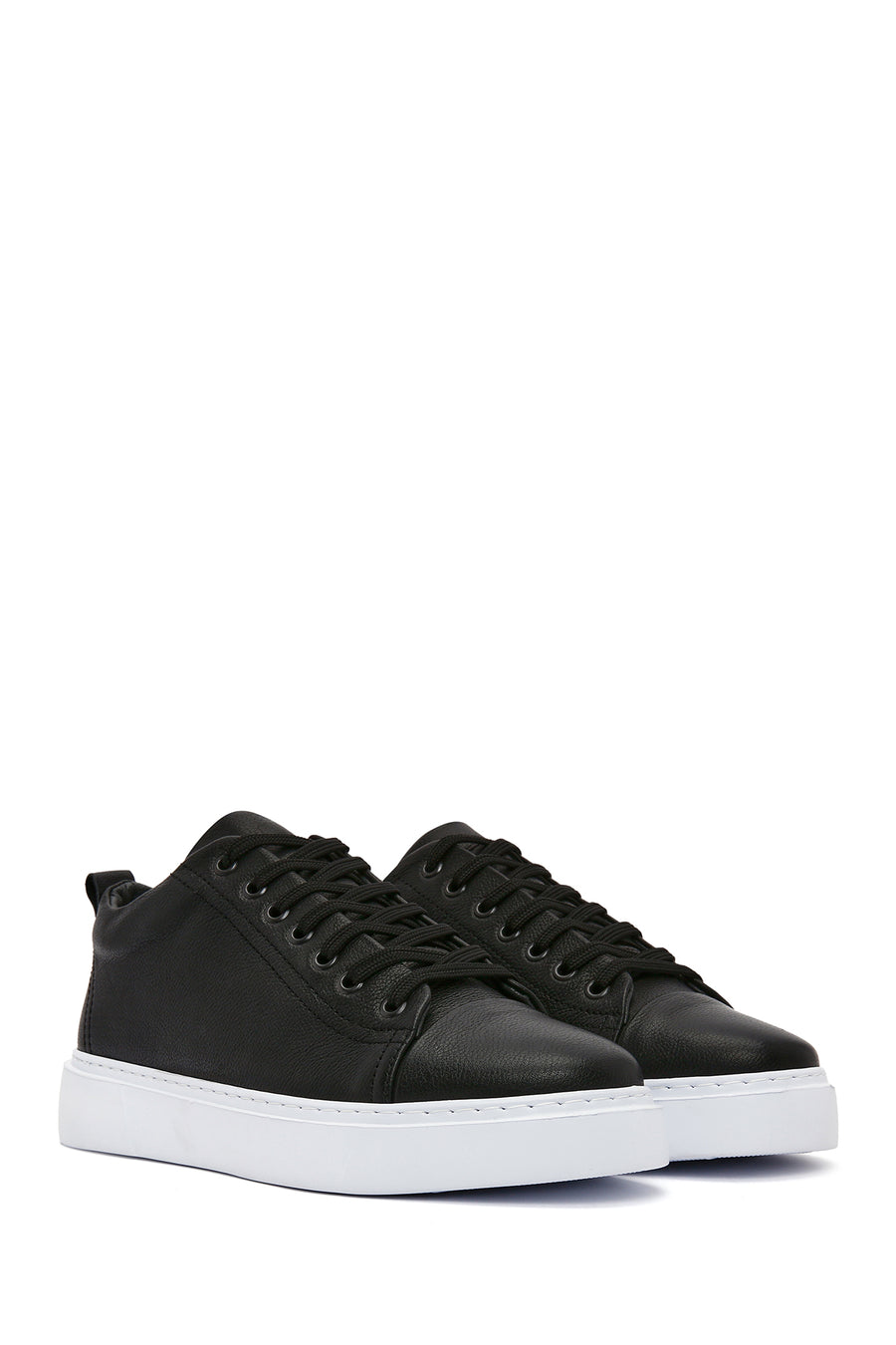Men's Black Thick Sole Lace Up Leather Sneaker