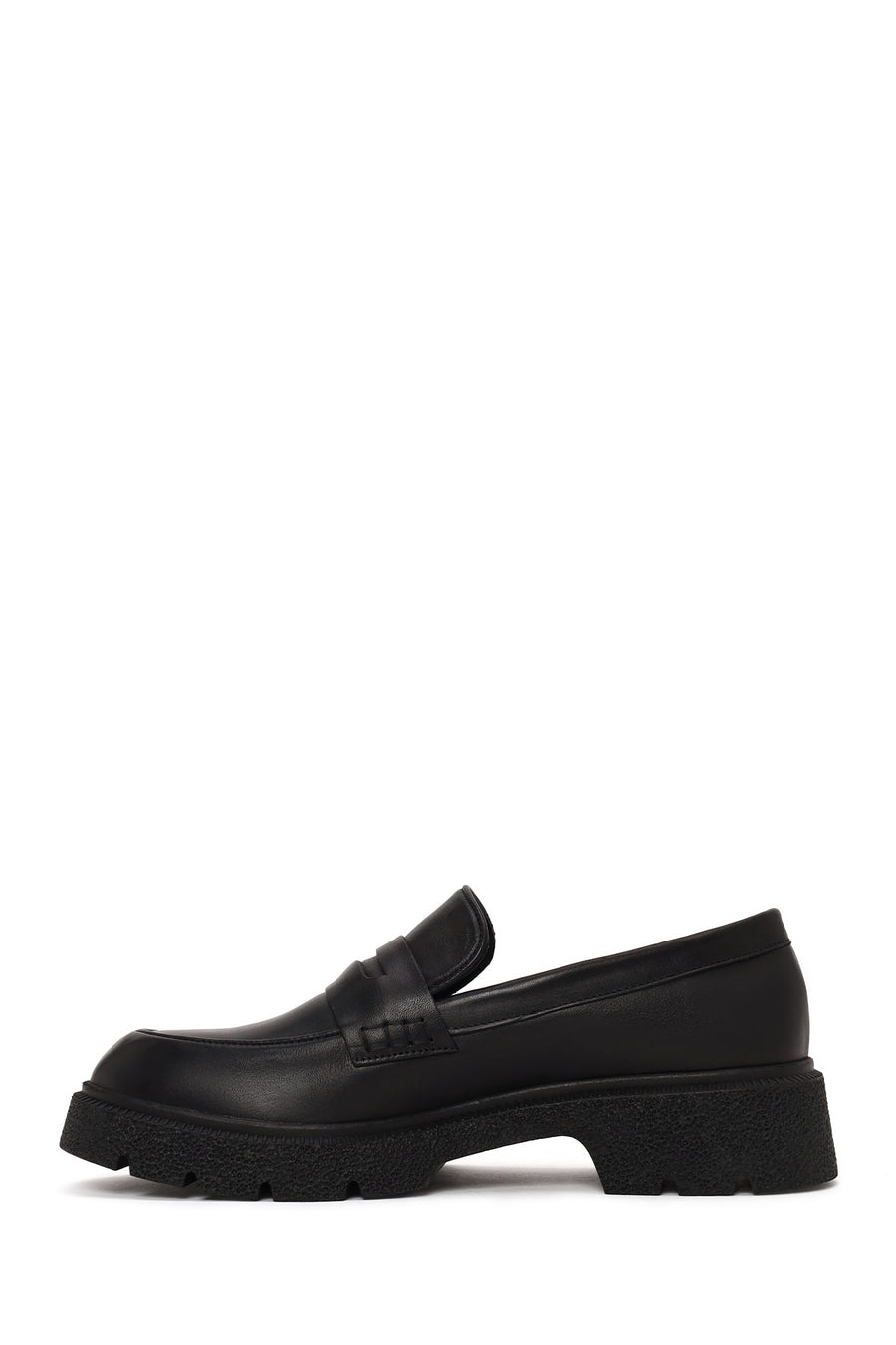 Woman Black Thick-Soled Leather Masculine Loafer