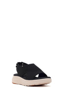 Women's Black Strapped Thick-Soled Fabric Comfort Sandals | Derimod