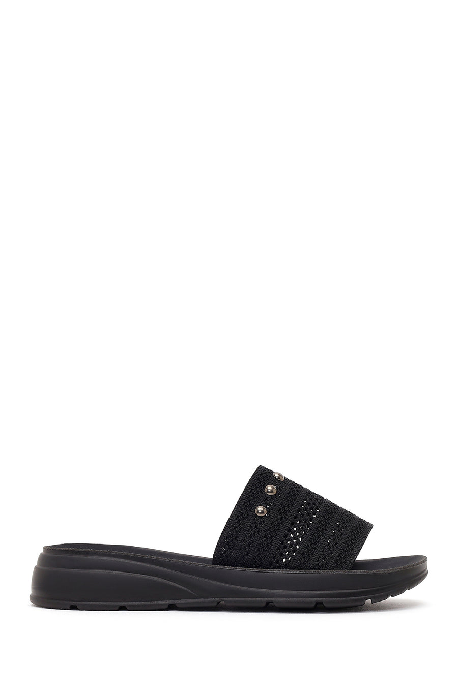 Women's Black Thick-Soled Knitted Fabric Slippers 26SFE46286F | Derimod