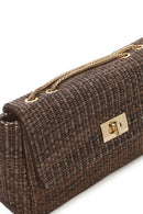 Women's Brown Long Chain Strap Straw Shoulder Bag | Derimod