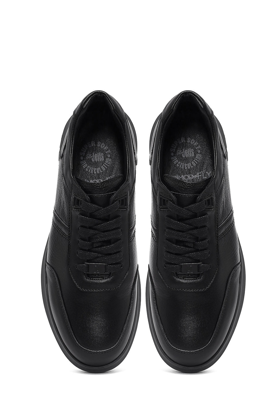 Men's Black Lace-Up Leather Sneaker