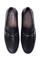 Erkek Siyah Deri Baskılı Casual Loafer | Derimod