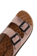 Women's Gray Buckle Comfort Slippers | Derimod