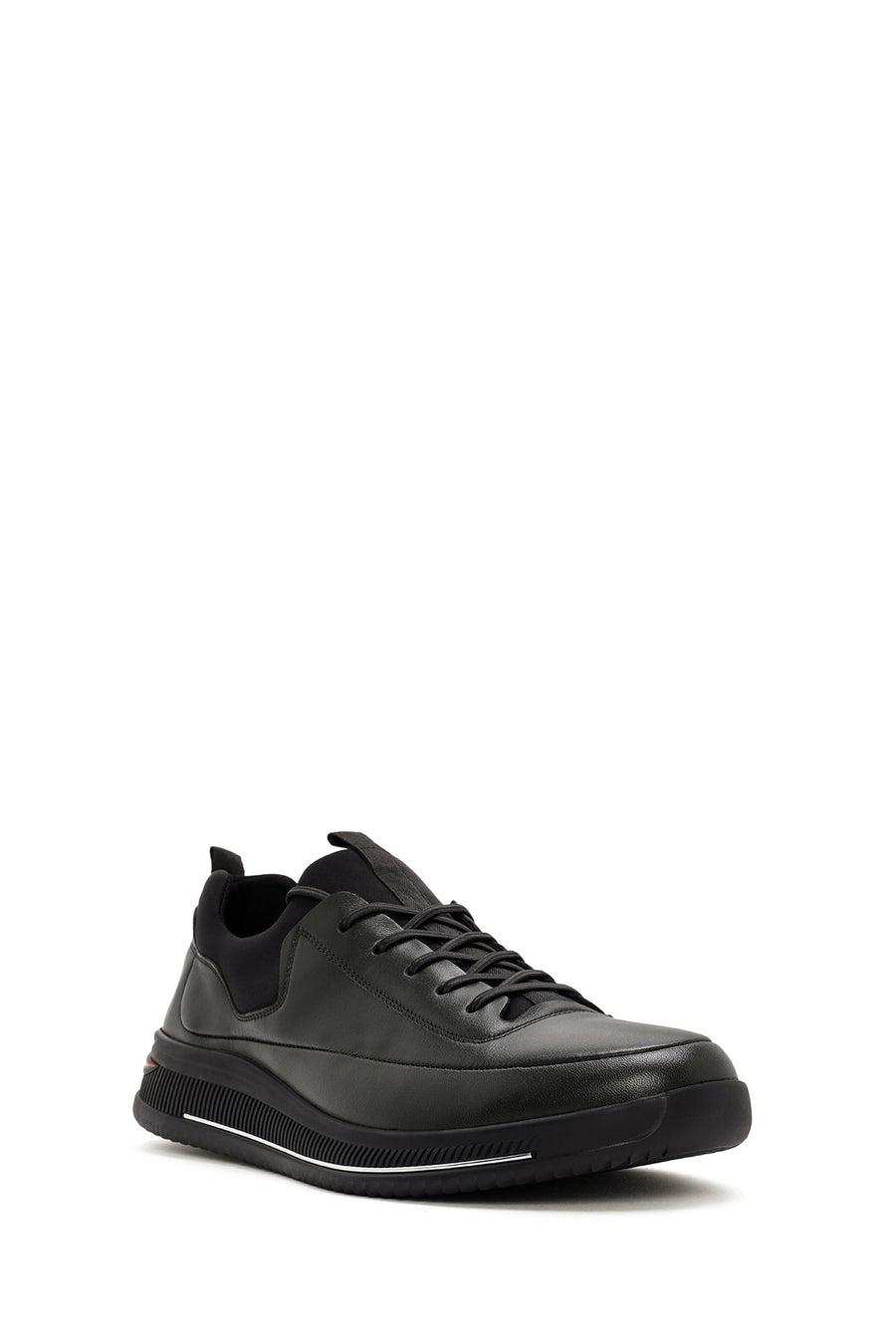 Erkek Yeşil Bağcıklı Deri Sneaker