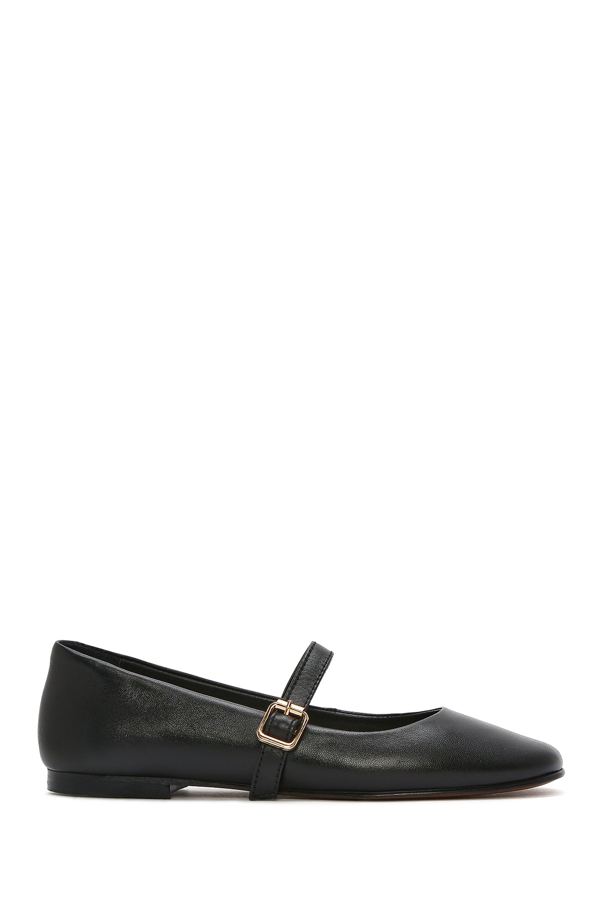 Women's Black Banded Leather Ballerinas 25SFD420118 | Derimod