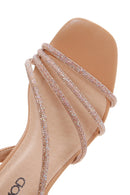 Women's Beige Stone Evening Dress Thin Heel Sandals | Derimod