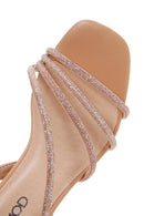 Women's Beige Thin Heeled Stone Sandals | Derimod