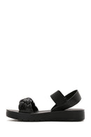 Women's Black Knit Patterned Sandals | Derimod