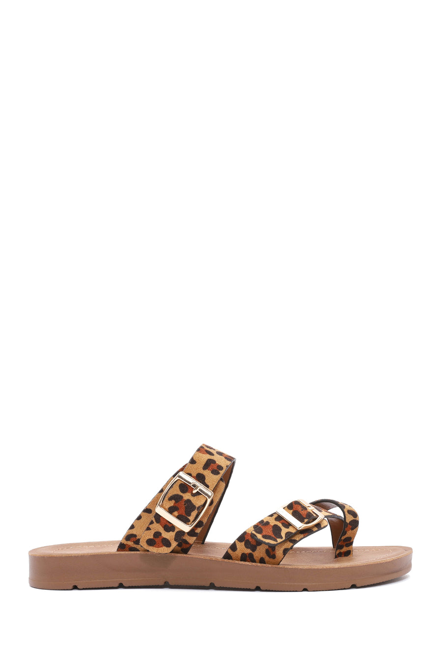 Women's Leopard Patterned Suede Flip Flops 25SFE460110 | Derimod