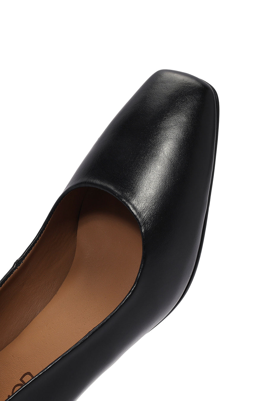 Women's Black Thick Low Heel Leather Stiletto