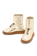 Women's Gold Knit Patterned Metallic Casual Boots | Derimod