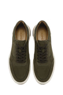 Men's Khaki Lace-Up Nubuck Leather Sneaker | Derimod