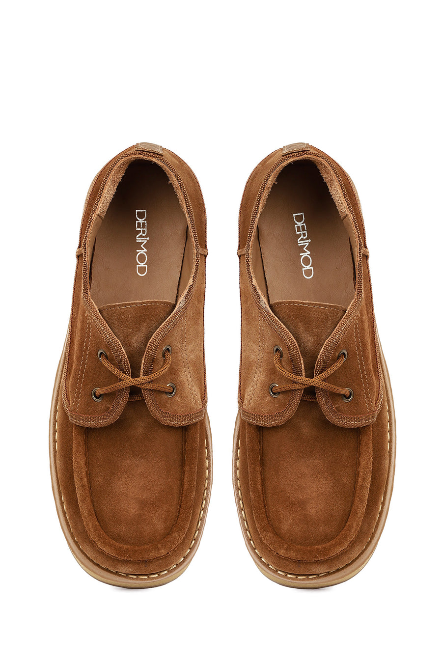 Women's Beige Thick-Soled Lace-Up Suede Leather Teddy Casual Shoe