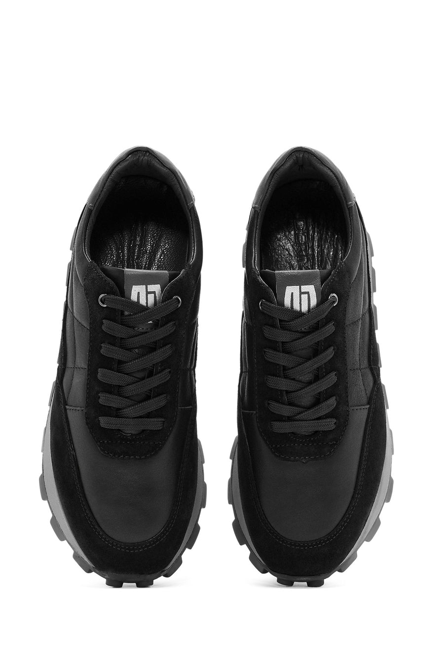 Men's Black Lace-up Leather Sneaker