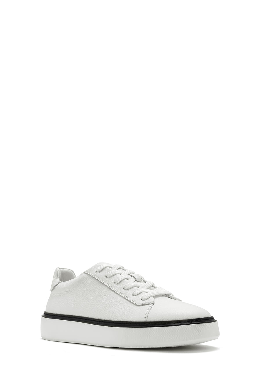 Erkek Beyaz Bağcıklı Deri Sneaker