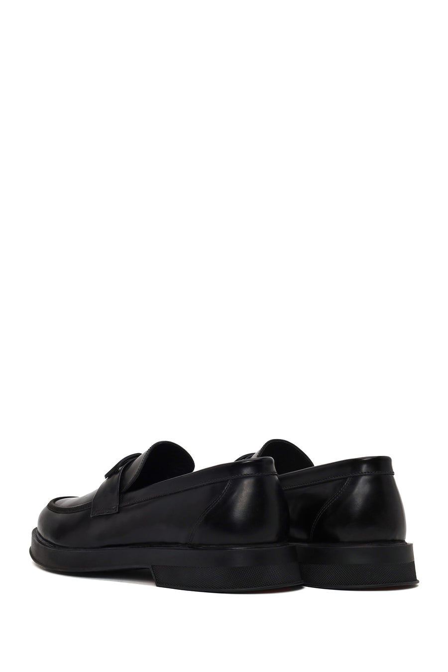 Male Black Buckled Leather Casual Loafer