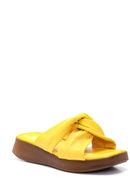Women's Yellow Leather Slippers | Derimod
