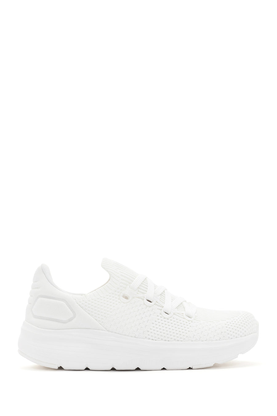 Derimod Zero Kadın Beyaz Bağcıklı Kalın Tabanlı Kumaş Sneaker 24SFD49586F | Derimod