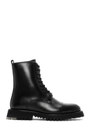 Men's Black Leather Zippered Boots | Derimod