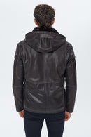 Haaland Men's Brown Hooded Fur Leather Jacket | Derimod