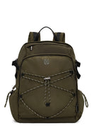 Male Khaki Fabric Backpack | Derimod