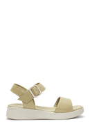 Women's Green Leather Sandals | Derimod