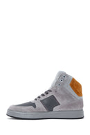 Men's Gray Leather High Top Sneaker | Derimod