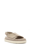 Women's Beige Strappy Suede Leather Sandals | Derimod