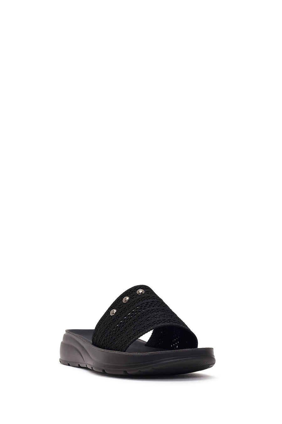 Women's Black Thick-Soled Knitted Fabric Slippers